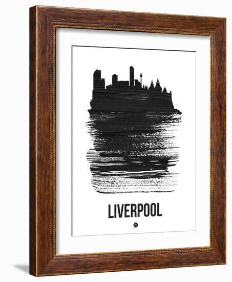 Liverpool Skyline Brush Stroke - Black-NaxArt-Framed Art Print