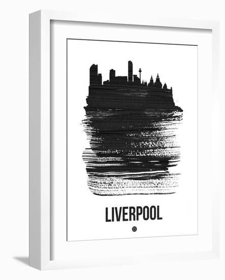 Liverpool Skyline Brush Stroke - Black-NaxArt-Framed Art Print