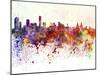 Liverpool Skyline in Watercolor Background-paulrommer-Mounted Art Print