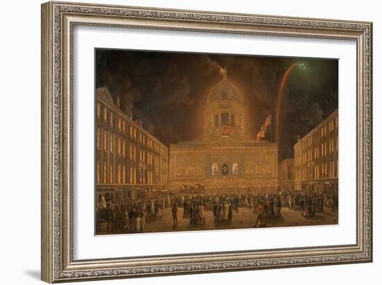 Liverpool Town Hall Illuminated, 1807 (Oil on Canvas)-Robert Salmon-Framed Giclee Print