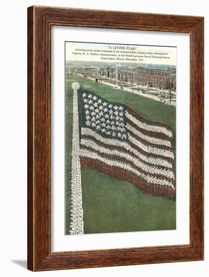 Living Flag at Naval Training Station, Illinois-null-Framed Premium Giclee Print