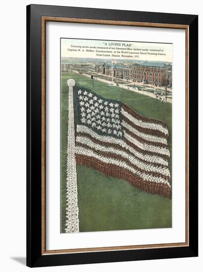 Living Flag at Naval Training Station, Illinois-null-Framed Premium Giclee Print