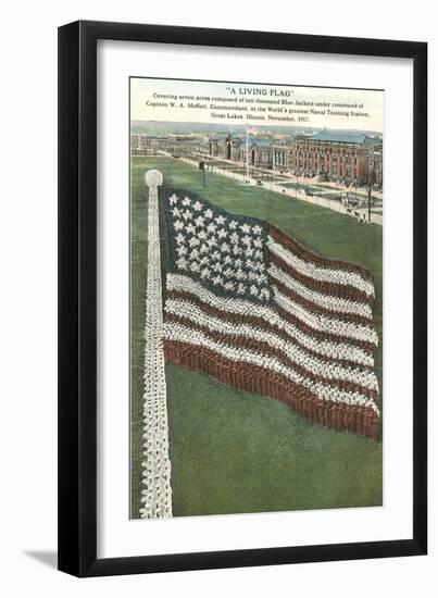 Living Flag at Naval Training Station, Illinois-null-Framed Premium Giclee Print