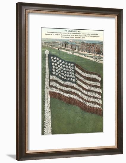 Living Flag at Naval Training Station, Illinois-null-Framed Art Print