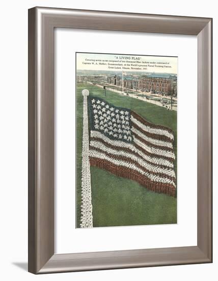 Living Flag at Naval Training Station, Illinois-null-Framed Art Print