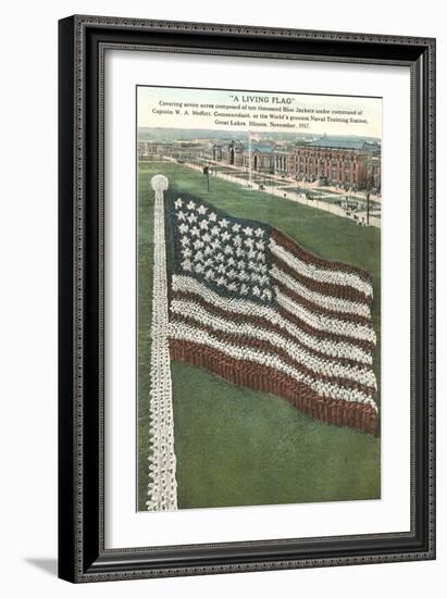 Living Flag at Naval Training Station, Illinois-null-Framed Art Print