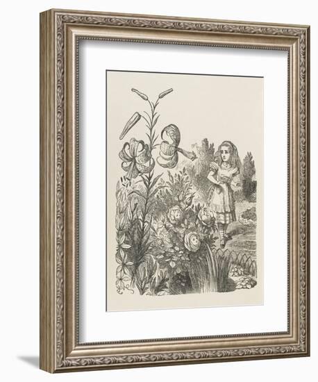 Living Flowers Alice and the Living Flowers-John Tenniel-Framed Art Print