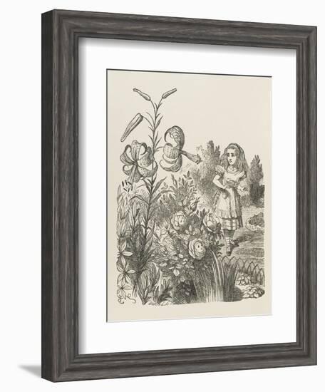 Living Flowers Alice and the Living Flowers-John Tenniel-Framed Art Print