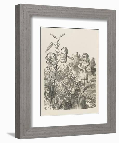 Living Flowers Alice and the Living Flowers-John Tenniel-Framed Art Print