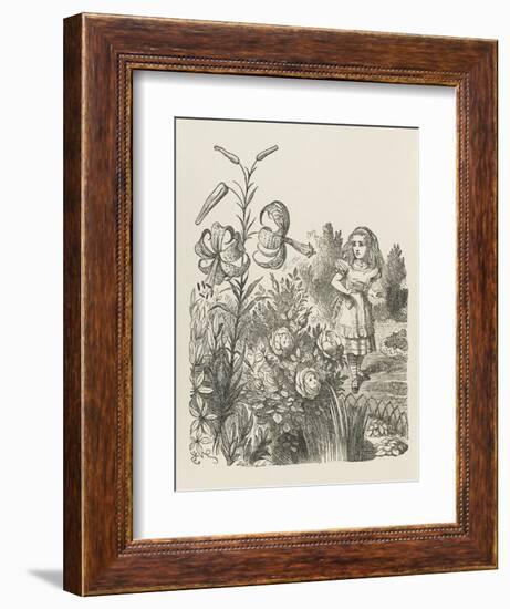 Living Flowers Alice and the Living Flowers-John Tenniel-Framed Art Print