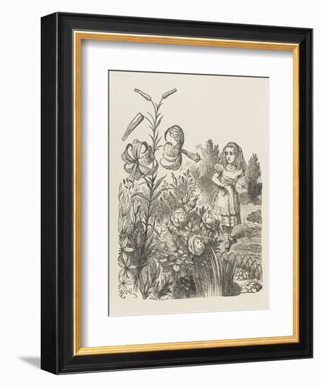 Living Flowers Alice and the Living Flowers-John Tenniel-Framed Art Print