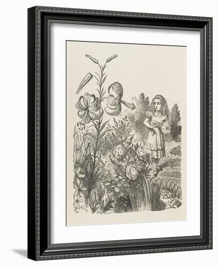 Living Flowers Alice and the Living Flowers-John Tenniel-Framed Art Print