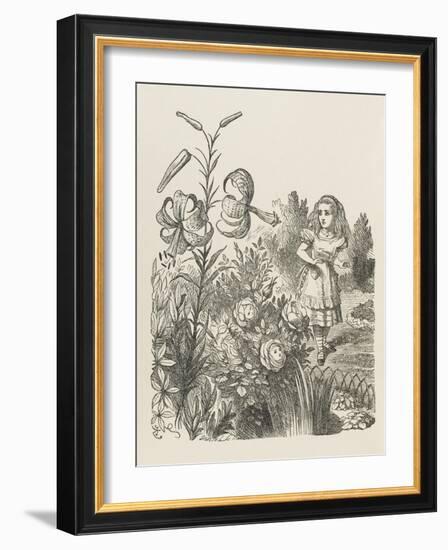 Living Flowers Alice and the Living Flowers-John Tenniel-Framed Art Print