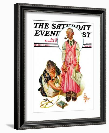 "Living Mannequin," Saturday Evening Post Cover, March 5, 1932-Joseph Christian Leyendecker-Framed Giclee Print