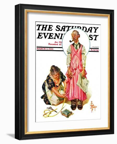 "Living Mannequin," Saturday Evening Post Cover, March 5, 1932-Joseph Christian Leyendecker-Framed Giclee Print