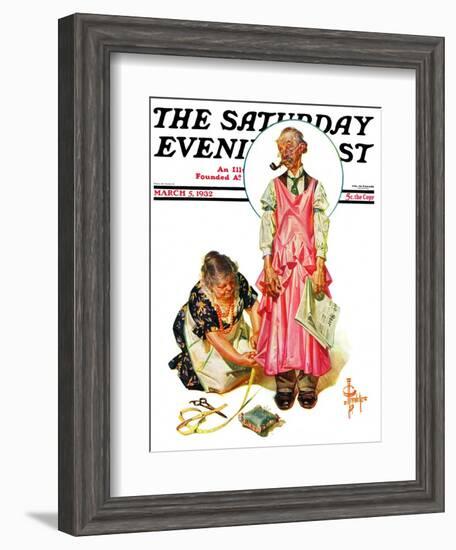 "Living Mannequin," Saturday Evening Post Cover, March 5, 1932-Joseph Christian Leyendecker-Framed Giclee Print