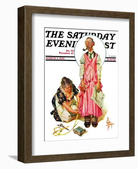 "Living Mannequin," Saturday Evening Post Cover, March 5, 1932-Joseph Christian Leyendecker-Framed Giclee Print