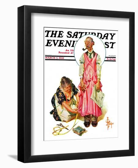 "Living Mannequin," Saturday Evening Post Cover, March 5, 1932-Joseph Christian Leyendecker-Framed Giclee Print