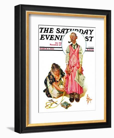 "Living Mannequin," Saturday Evening Post Cover, March 5, 1932-Joseph Christian Leyendecker-Framed Giclee Print