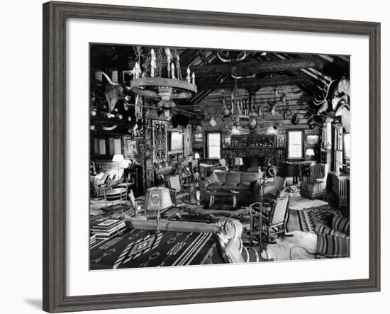 Living Room of Lodge on Oilman Frank Phillips Woolaroc Ranch Outside Bartlesville-Alfred Eisenstaedt-Framed Photographic Print