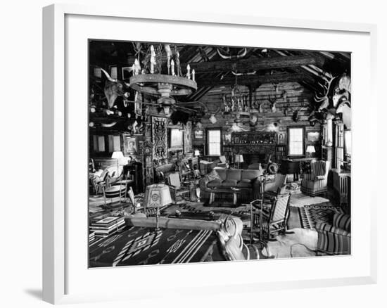 Living Room of Lodge on Oilman Frank Phillips Woolaroc Ranch Outside Bartlesville-Alfred Eisenstaedt-Framed Photographic Print