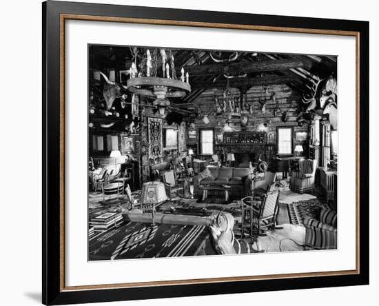 Living Room of Lodge on Oilman Frank Phillips Woolaroc Ranch Outside Bartlesville-Alfred Eisenstaedt-Framed Photographic Print