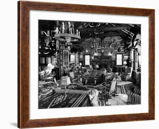 Living Room of Lodge on Oilman Frank Phillips Woolaroc Ranch Outside Bartlesville-Alfred Eisenstaedt-Framed Photographic Print