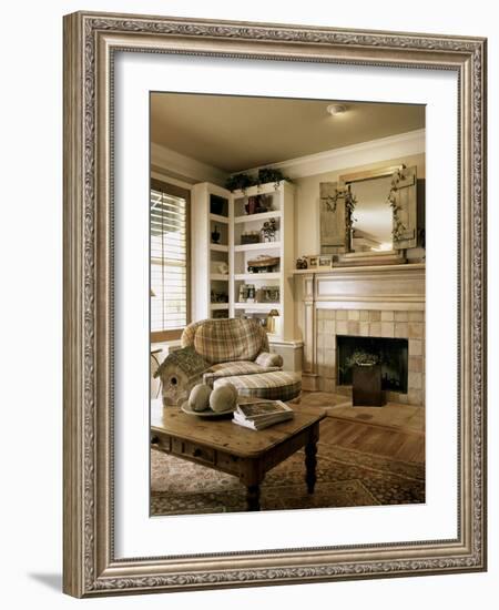 Living Room with Fireplace-null-Framed Photographic Print