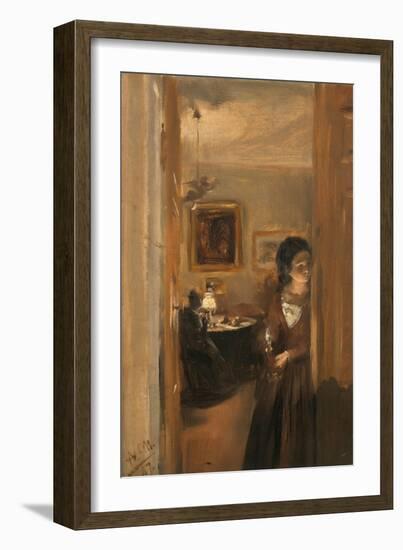 Living-Room with the Artist's Sister, 1847-Adolph von Menzel-Framed Giclee Print