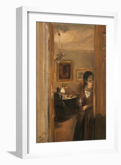 Living-Room with the Artist's Sister, 1847-Adolph von Menzel-Framed Giclee Print