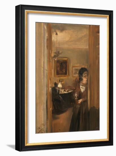 Living-Room with the Artist's Sister, 1847-Adolph von Menzel-Framed Giclee Print