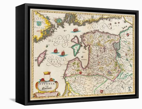 Livonia Map, Vulgo Lyefland, Atlas Maior-Joan Blaeu-Framed Premier Image Canvas