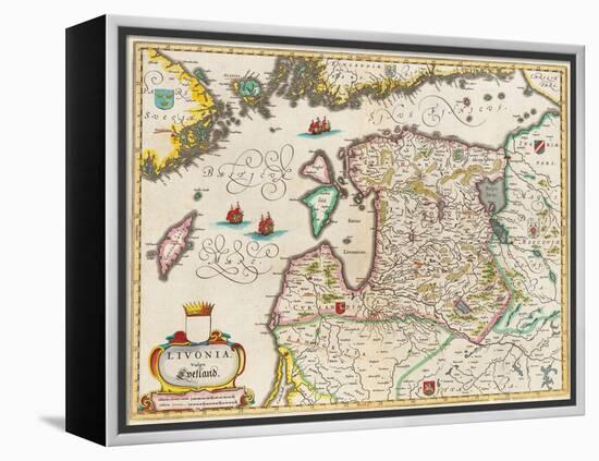 Livonia Map, Vulgo Lyefland, Atlas Maior-Joan Blaeu-Framed Premier Image Canvas