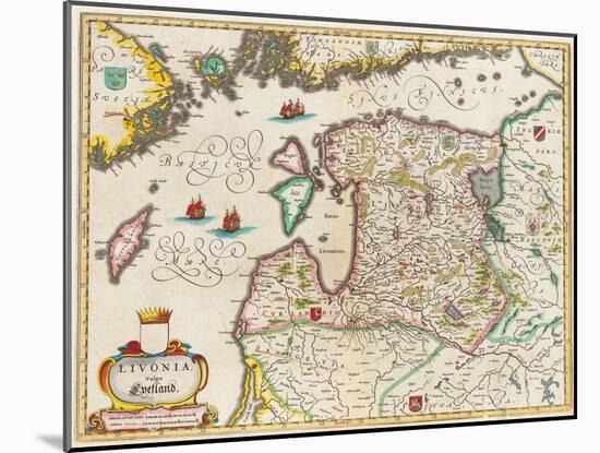 Livonia Map, Vulgo Lyefland, Atlas Maior-Joan Blaeu-Mounted Giclee Print