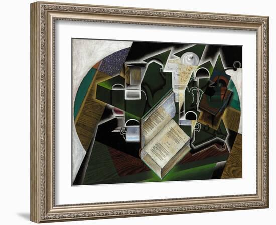 Livre, Pipe Et Verres, 1915-Juan Gris-Framed Giclee Print