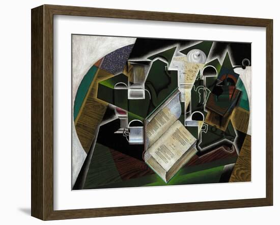 Livre, Pipe Et Verres, 1915-Juan Gris-Framed Giclee Print