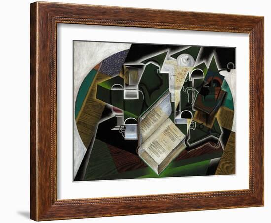 Livre, Pipe Et Verres, 1915-Juan Gris-Framed Giclee Print