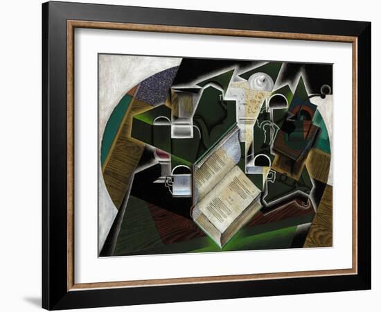 Livre, Pipe Et Verres, 1915-Juan Gris-Framed Giclee Print