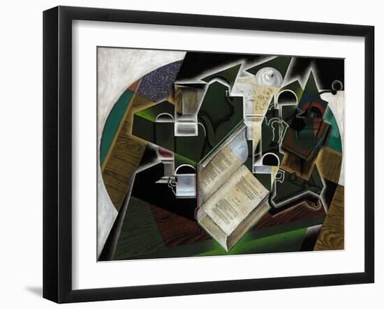 Livre, Pipe Et Verres, 1915-Juan Gris-Framed Giclee Print