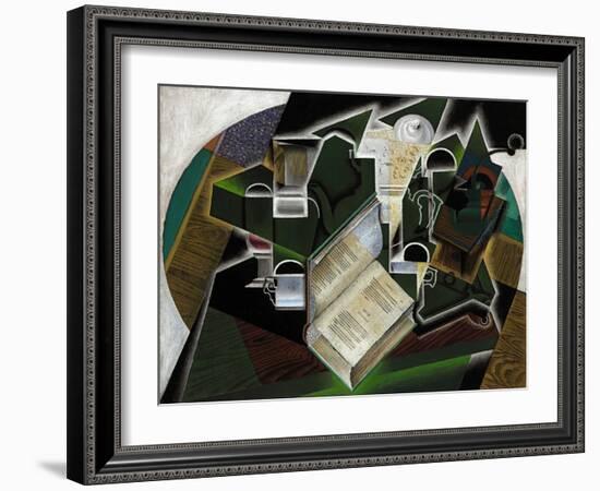 Livre, Pipe Et Verres, 1915-Juan Gris-Framed Giclee Print