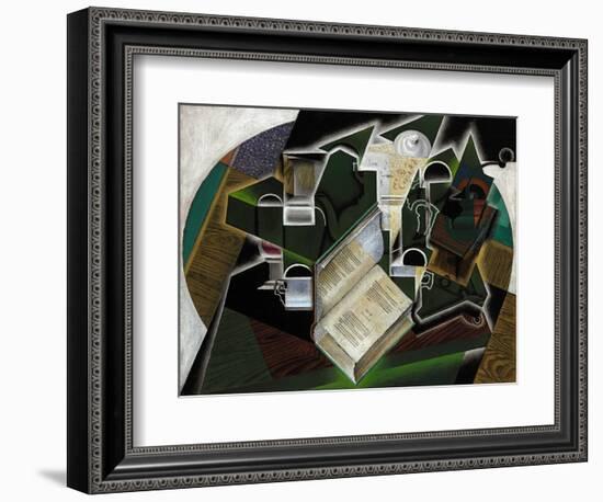 Livre, Pipe Et Verres, 1915-Juan Gris-Framed Giclee Print