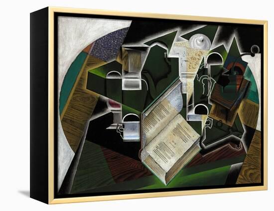 Livre, Pipe Et Verres, 1915-Juan Gris-Framed Premier Image Canvas