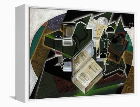 Livre, Pipe Et Verres, 1915-Juan Gris-Framed Premier Image Canvas