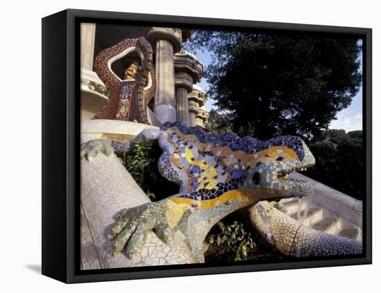 Lizard Mosaic in Parc Guell, Barcelona, Spain-Michele Molinari-Framed Premier Image Canvas