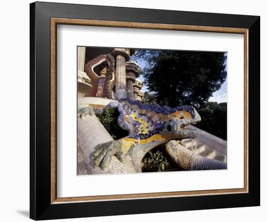 Lizard Mosaic in Parc Guell, Barcelona, Spain-Michele Molinari-Framed Photographic Print