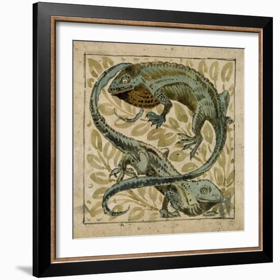 Lizards, Design For a Tile-William de Morgan-Framed Giclee Print