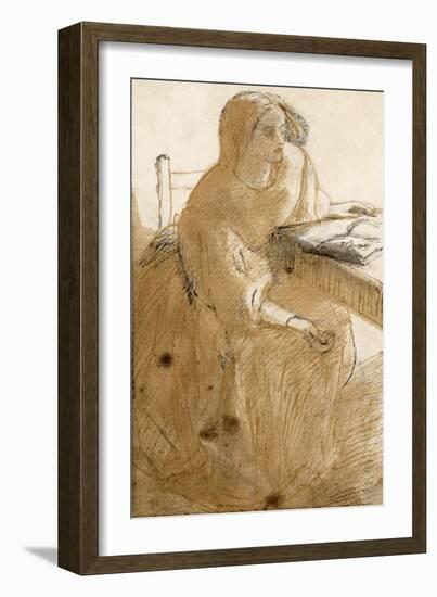 Lizzie Siddal (1832-62) (Pen and Ink and W/C on Paper)-Dante Gabriel Rossetti-Framed Giclee Print