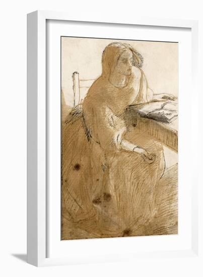 Lizzie Siddal (1832-62) (Pen and Ink and W/C on Paper)-Dante Gabriel Rossetti-Framed Giclee Print