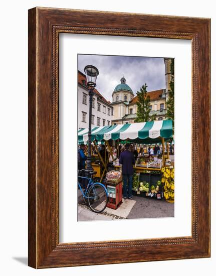 Ljubljana Central Market on a Saturday in Vodnikov Trg, Ljubljana, Slovenia, Europe-Matthew Williams-Ellis-Framed Photographic Print