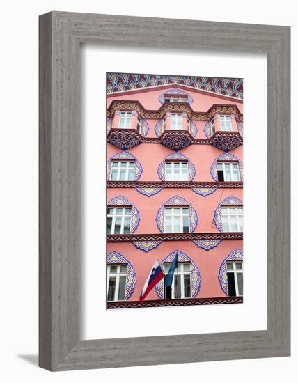 Ljubljana, Slovenia. Facade of Cooperative Bank (Zadruzna gospodarska banka) designed by archite...-null-Framed Photographic Print